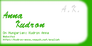 anna kudron business card